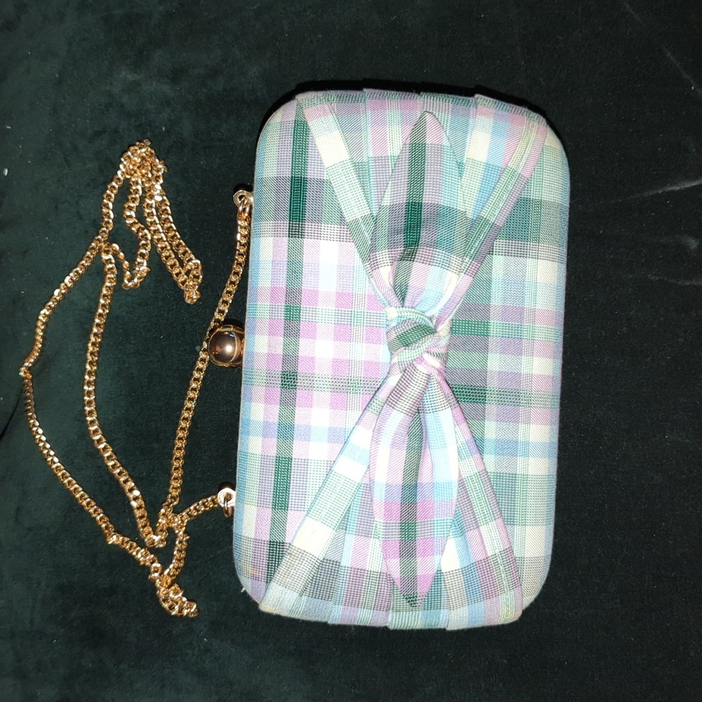 Ann Taylor Plaid Bow Clutch ONLY